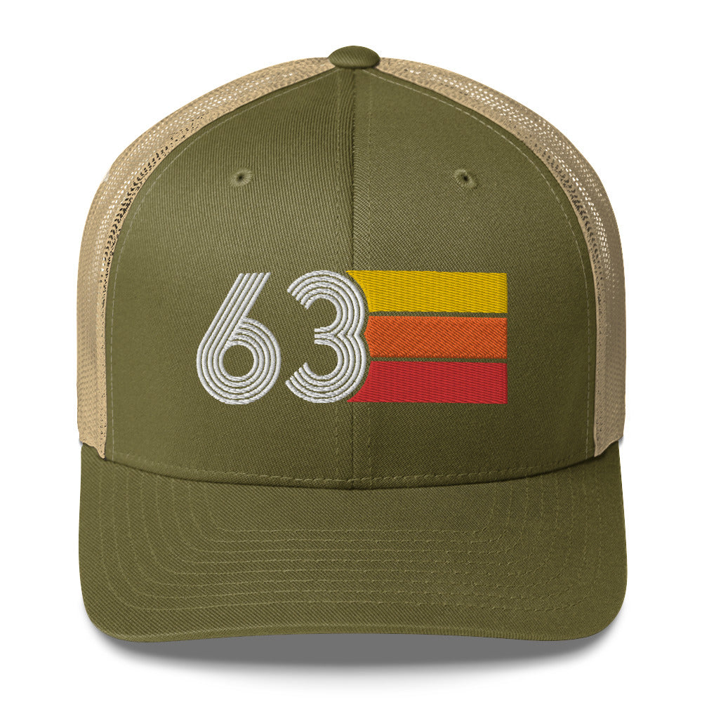 63 Number 1963 Birthday Retro Trucker Hat