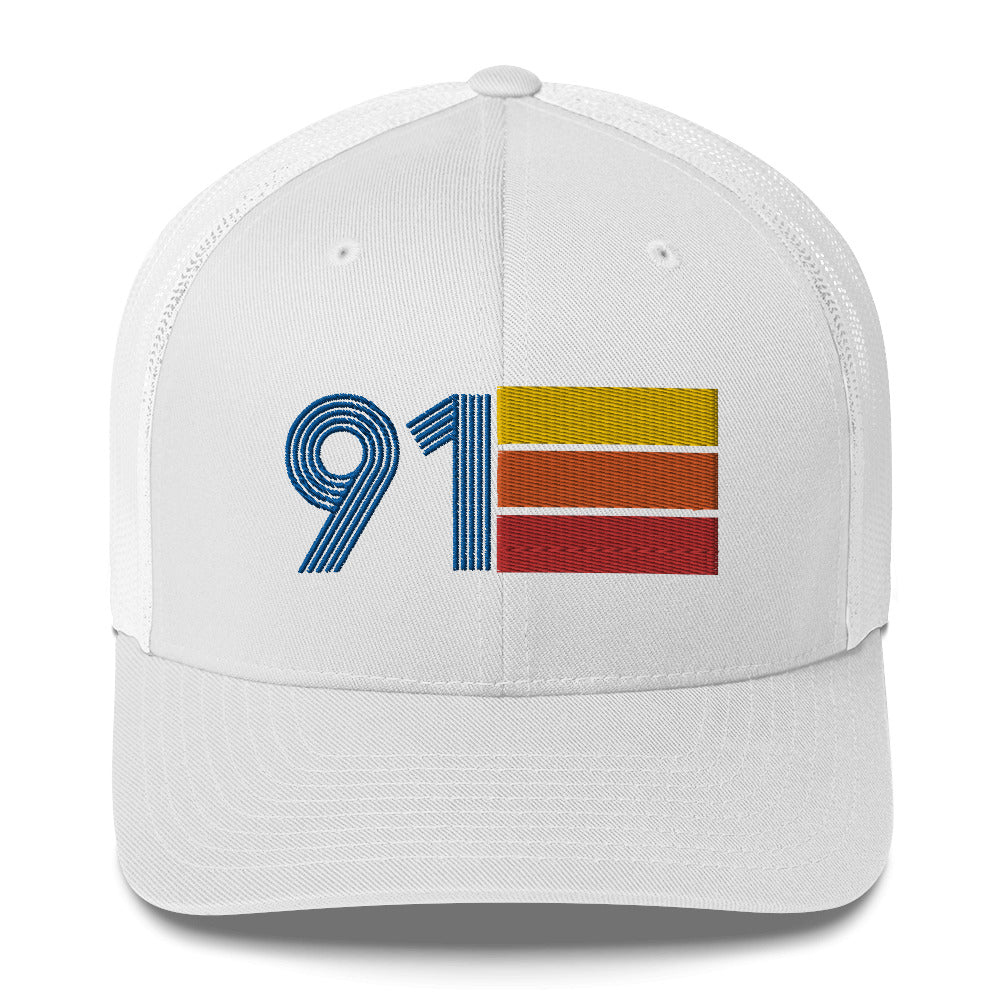 91 Number 1991 Birthday Retro Trucker Hat