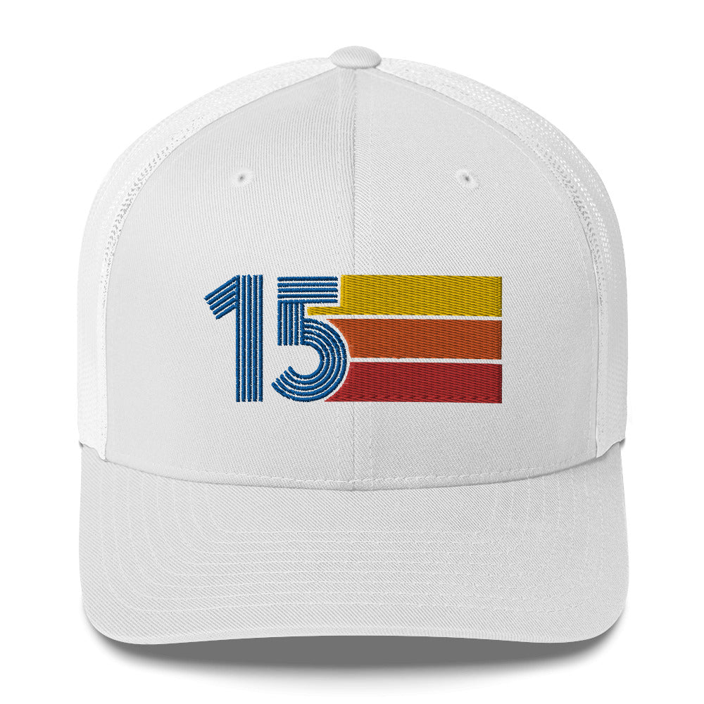 15 Number 15th Birthday Retro Men's Women's Trucker Hat