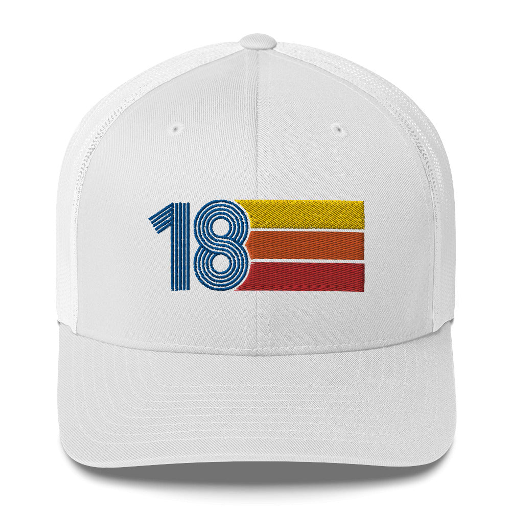 18 Number 18th Birthday Retro Men's Women's Trucker Hat