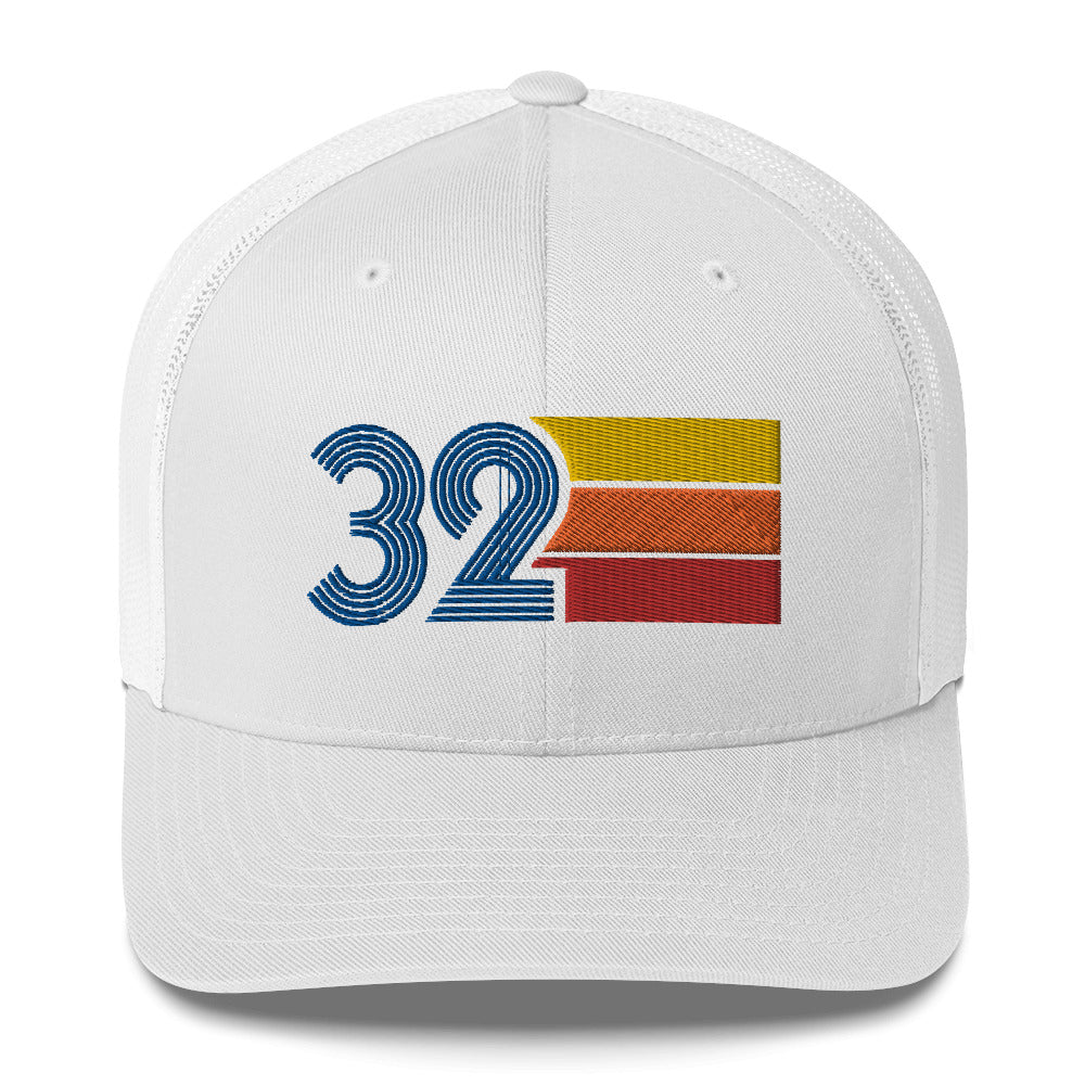 32 Number 32nd Birthday Retro Men's Women's Trucker Hat