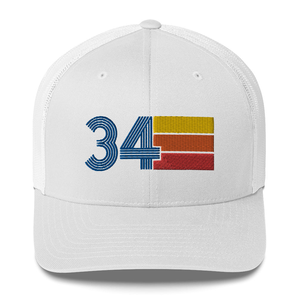 34 Number 34th Birthday Retro Men's Women's Trucker Hat