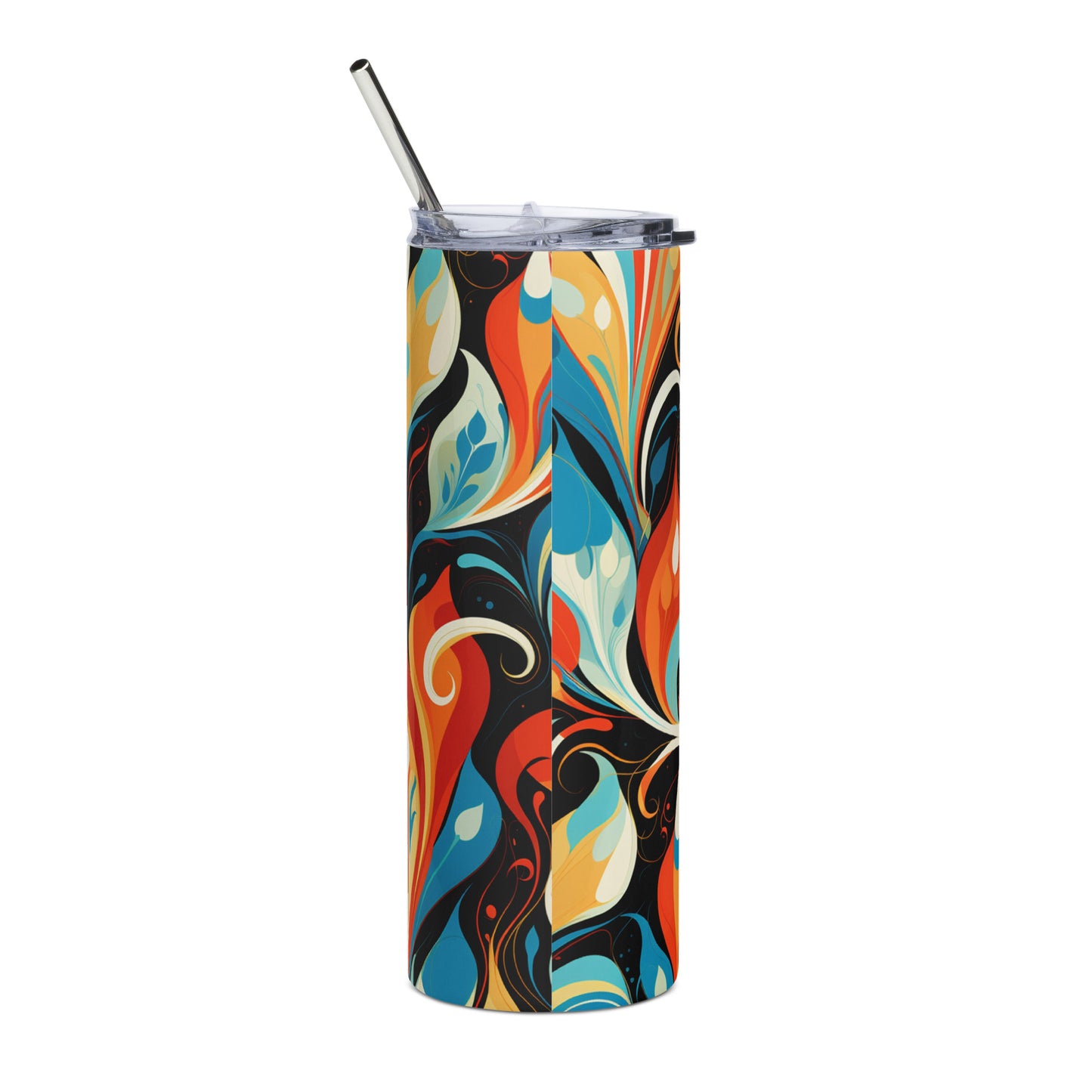 Swirling Elegance 20 oz Insulated Stainless Steel Tumbler with Metal Straw