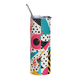 Modern Abstract Splash 20 oz Insulated Stainless Steel Tumbler with Metal Straw