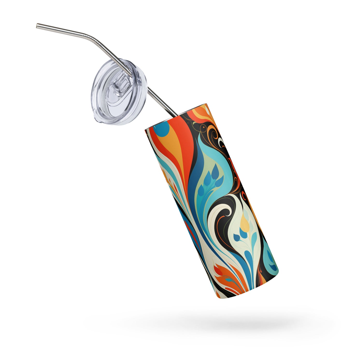 Swirling Elegance 20 oz Insulated Stainless Steel Tumbler with Metal Straw
