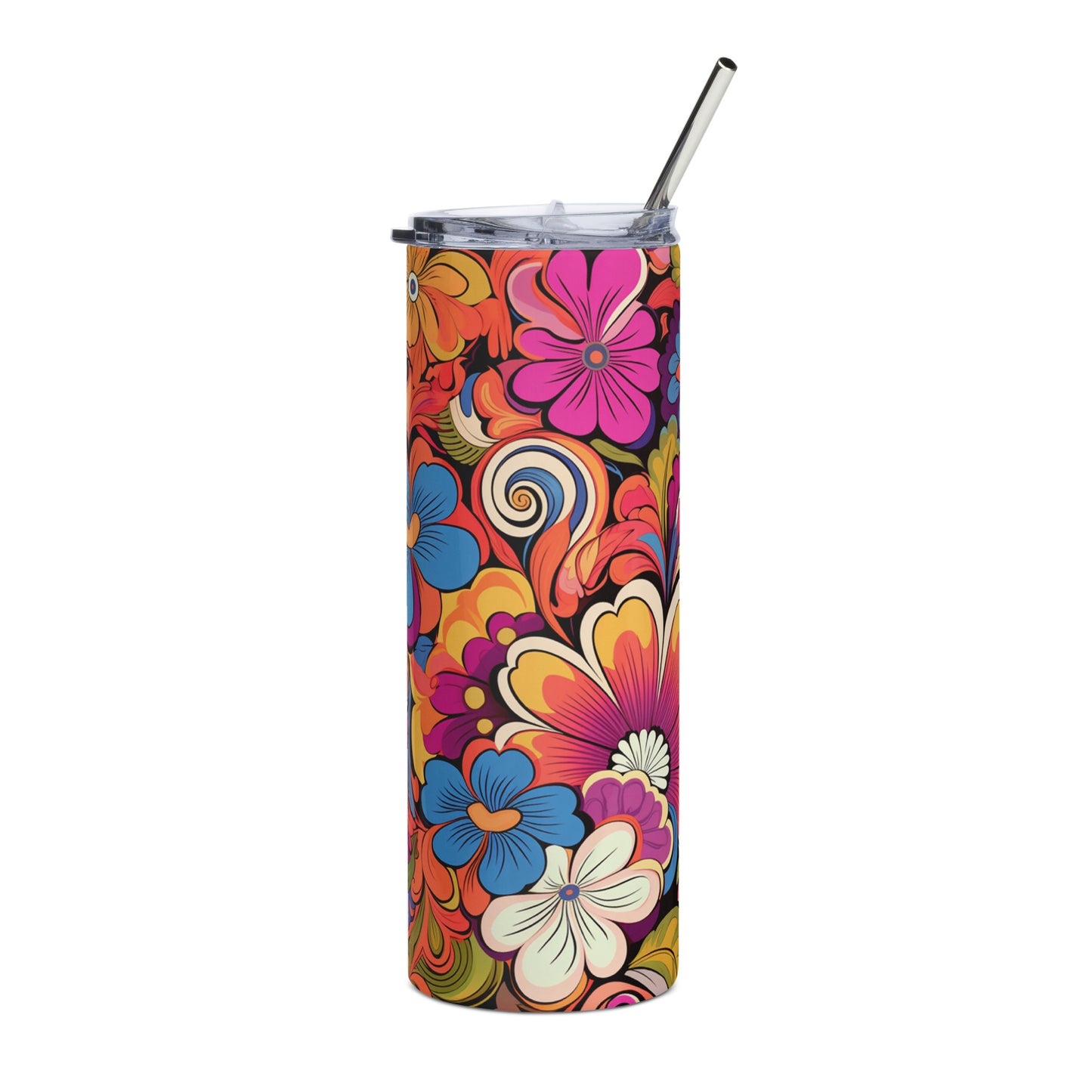 Blossom Swirl 20 oz Insulated Stainless Steel Tumbler with Metal Straw