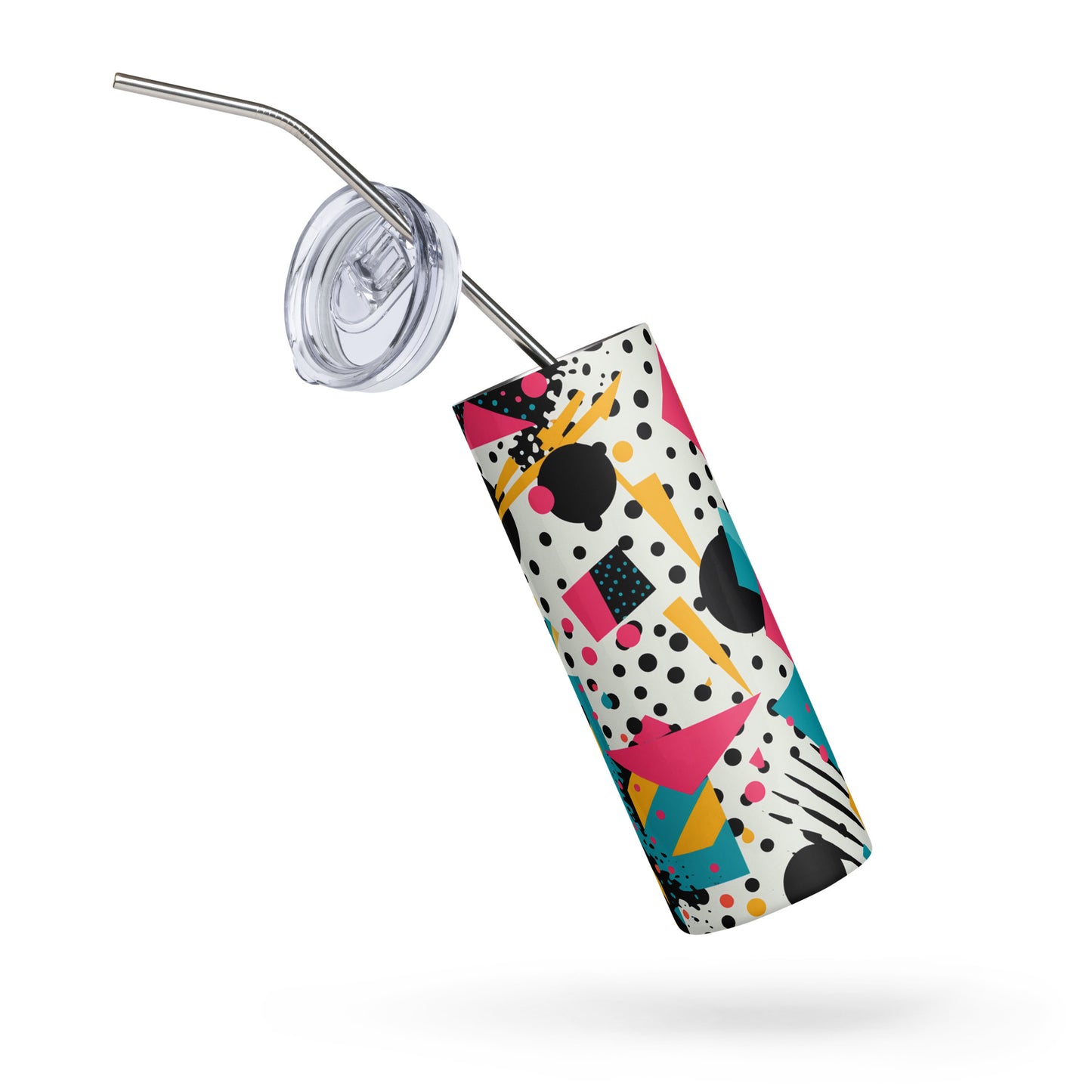 Modern Abstract Splash 20 oz Insulated Stainless Steel Tumbler with Metal Straw