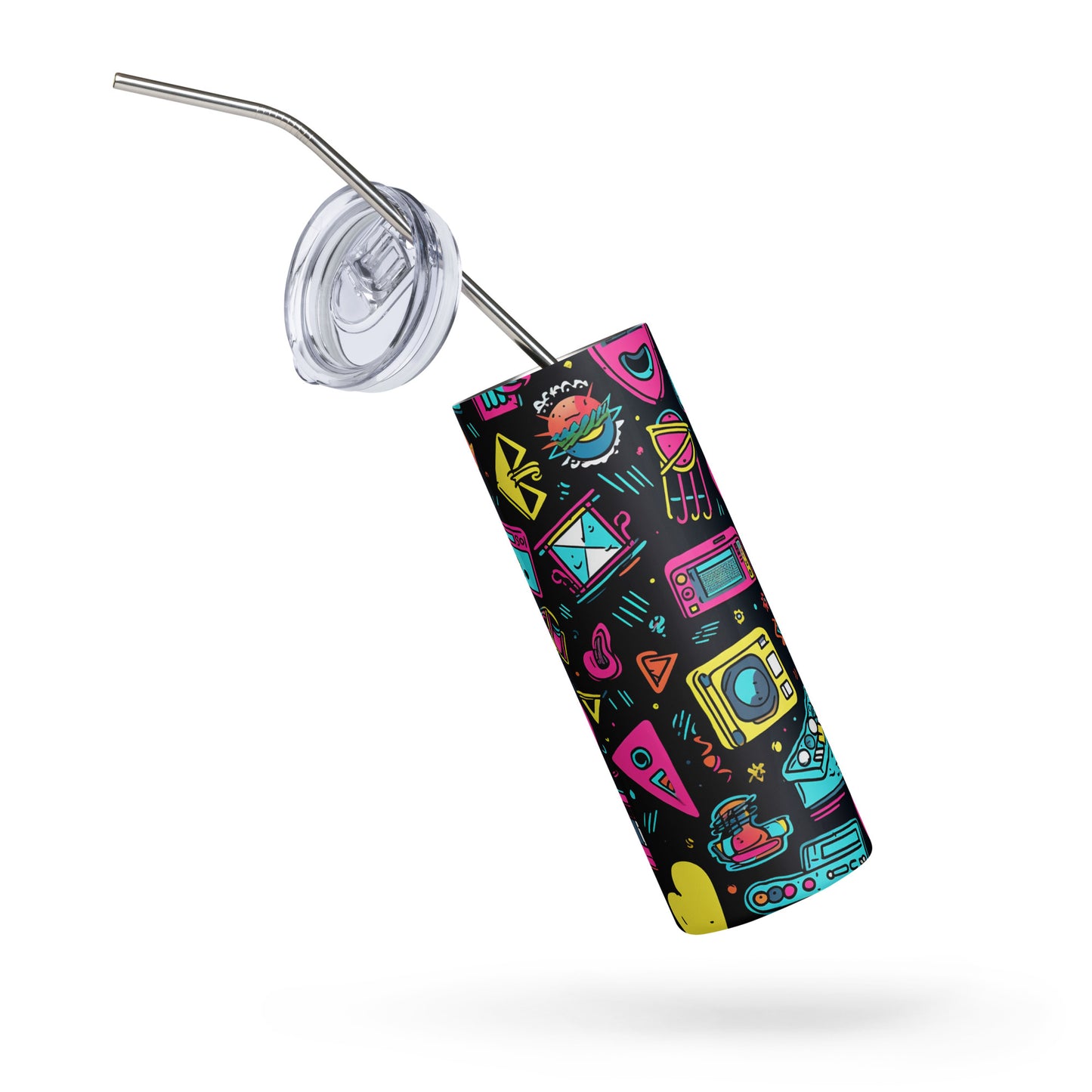Retro '90s Pop Icons 20 oz Insulated Stainless Steel Tumbler with Metal Straw