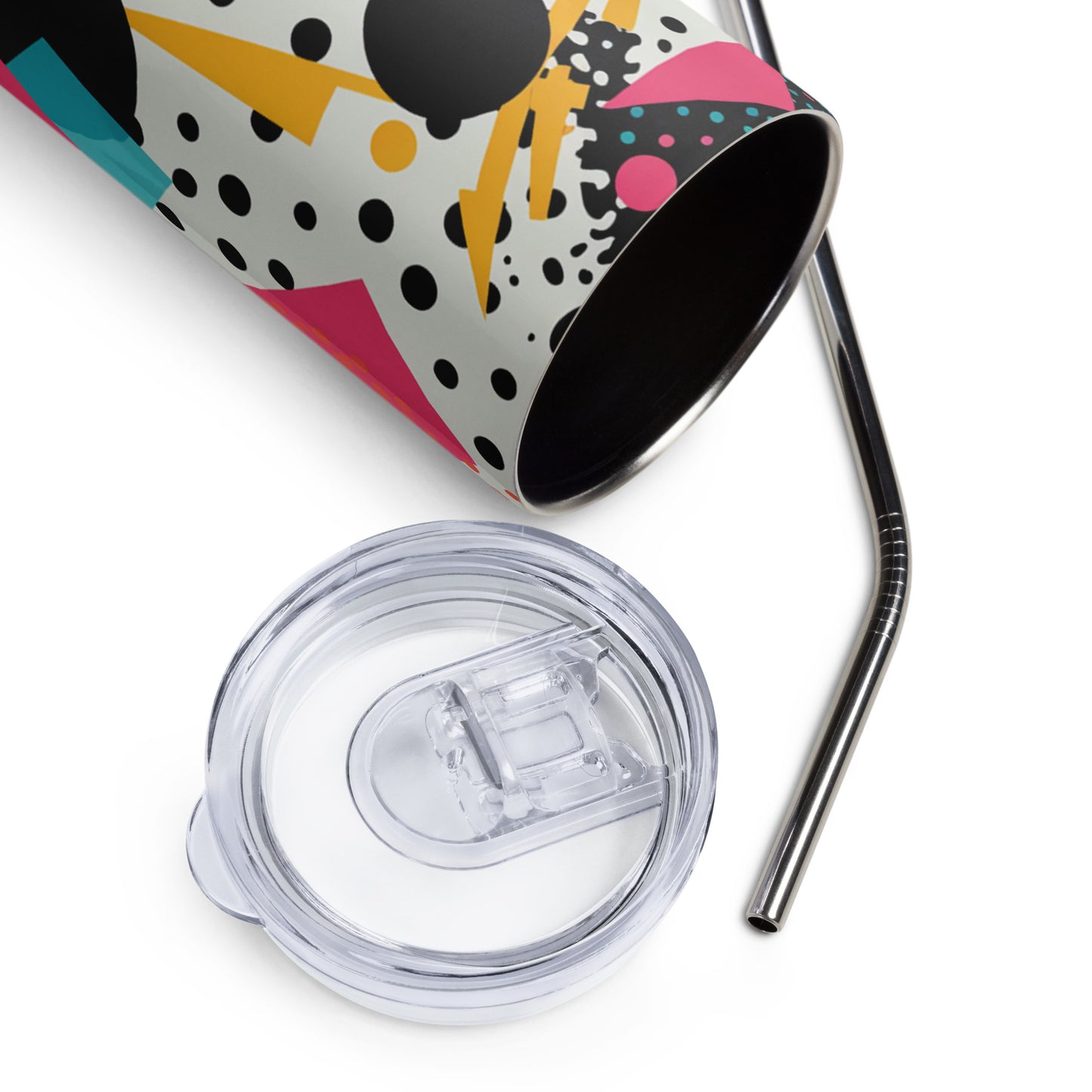 Modern Abstract Splash 20 oz Insulated Stainless Steel Tumbler with Metal Straw
