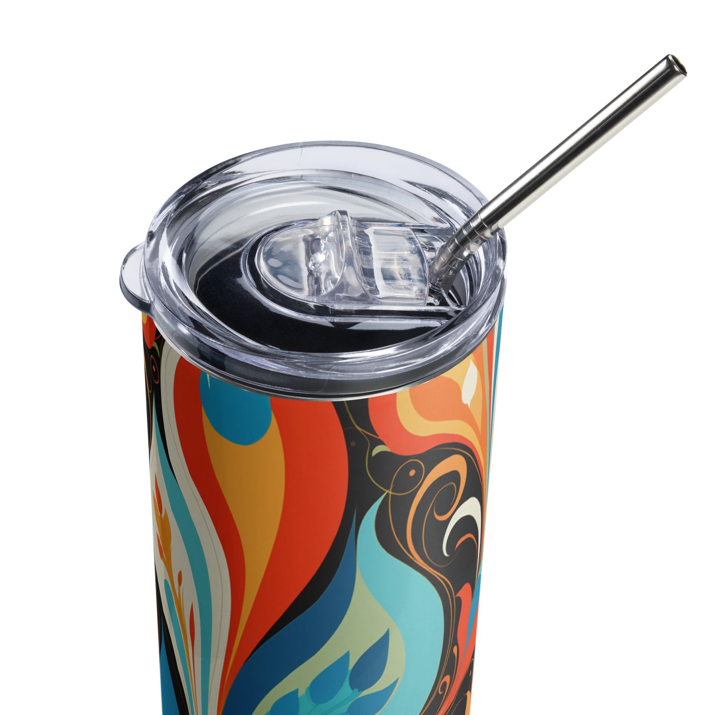 Swirling Elegance 20 oz Insulated Stainless Steel Tumbler with Metal Straw
