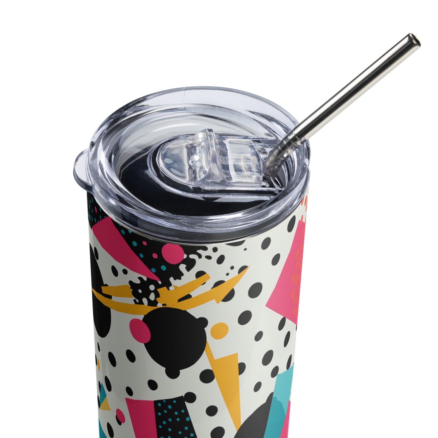Modern Abstract Splash 20 oz Insulated Stainless Steel Tumbler with Metal Straw