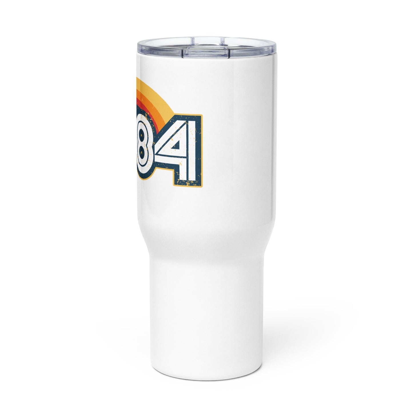 1984 Retro Sunset Travel mug with a handle
