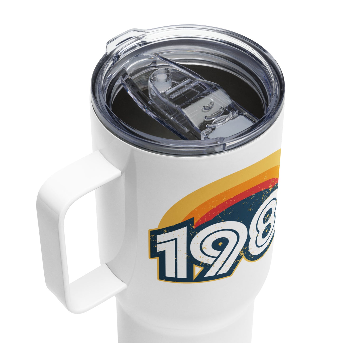 1982 Retro Sunset Travel mug with a handle
