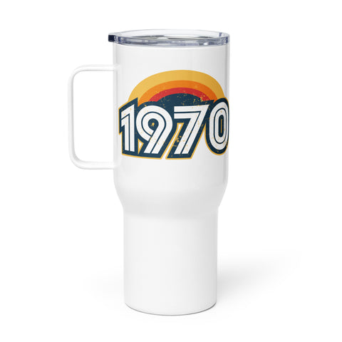 1970 Retro Sunset Travel mug with a handle