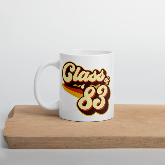 Class of 83 Graduation Reunion Retro 1983 White glossy mug