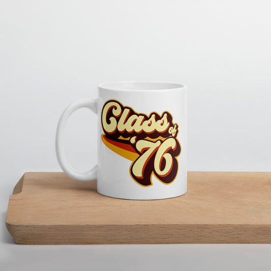 Class of 76 Graduation Reunion Retro 1976 White glossy mug