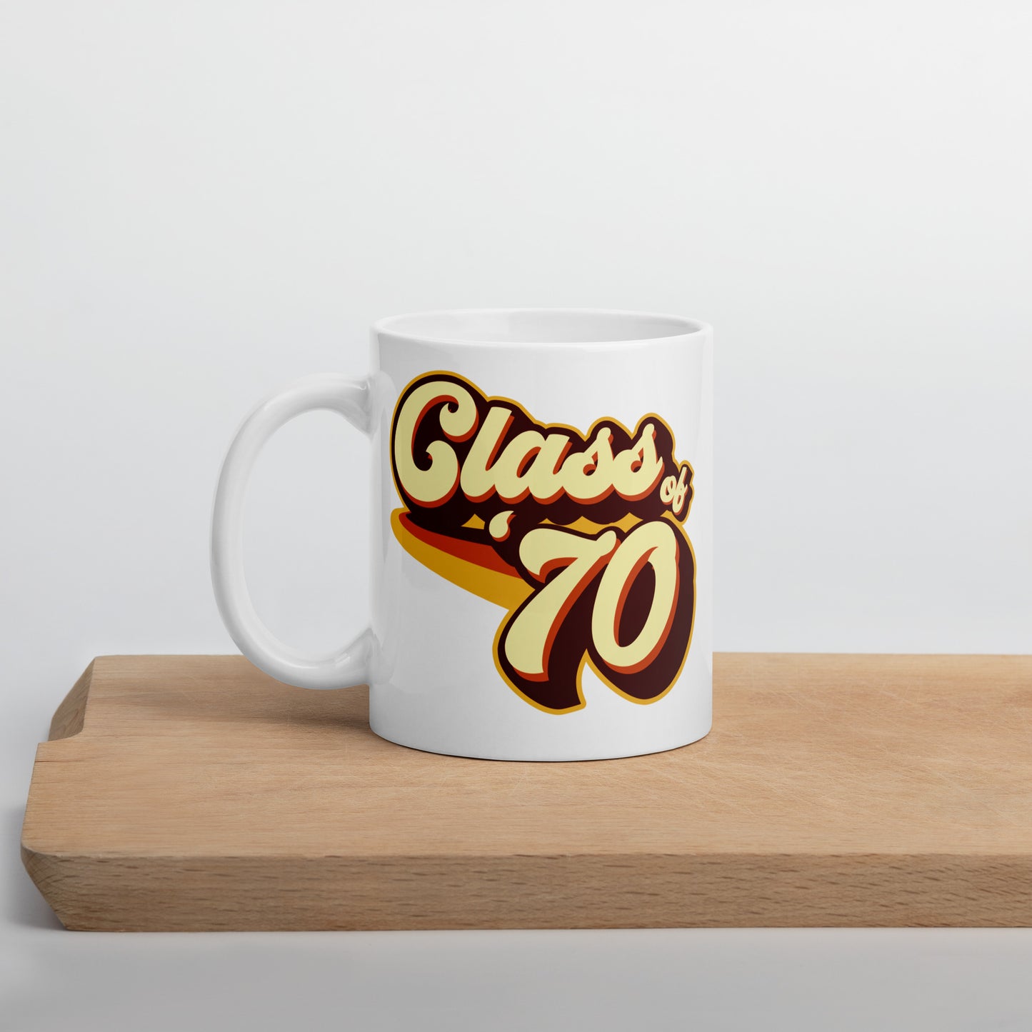 Class of 70 Graduation Reunion Retro 1970 White glossy mug