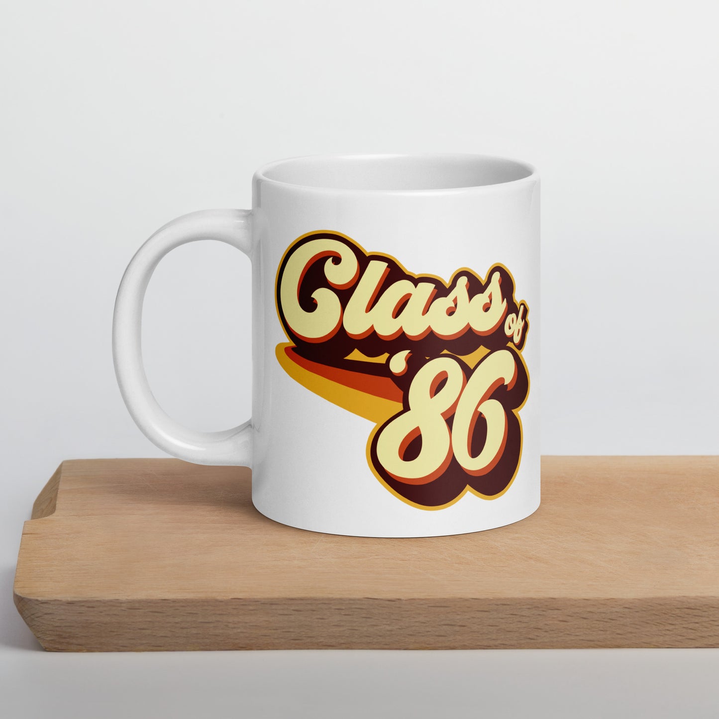 Class of 86 Graduation Reunion Retro 1986 White glossy mug