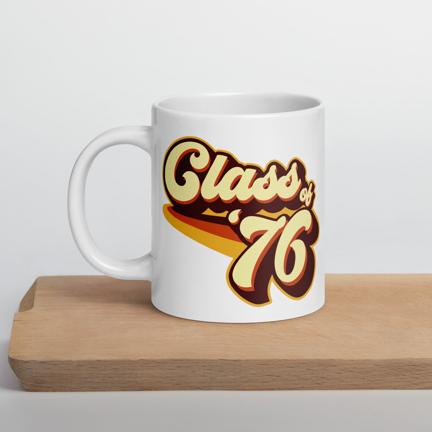 Class of 76 Graduation Reunion Retro 1976 White glossy mug