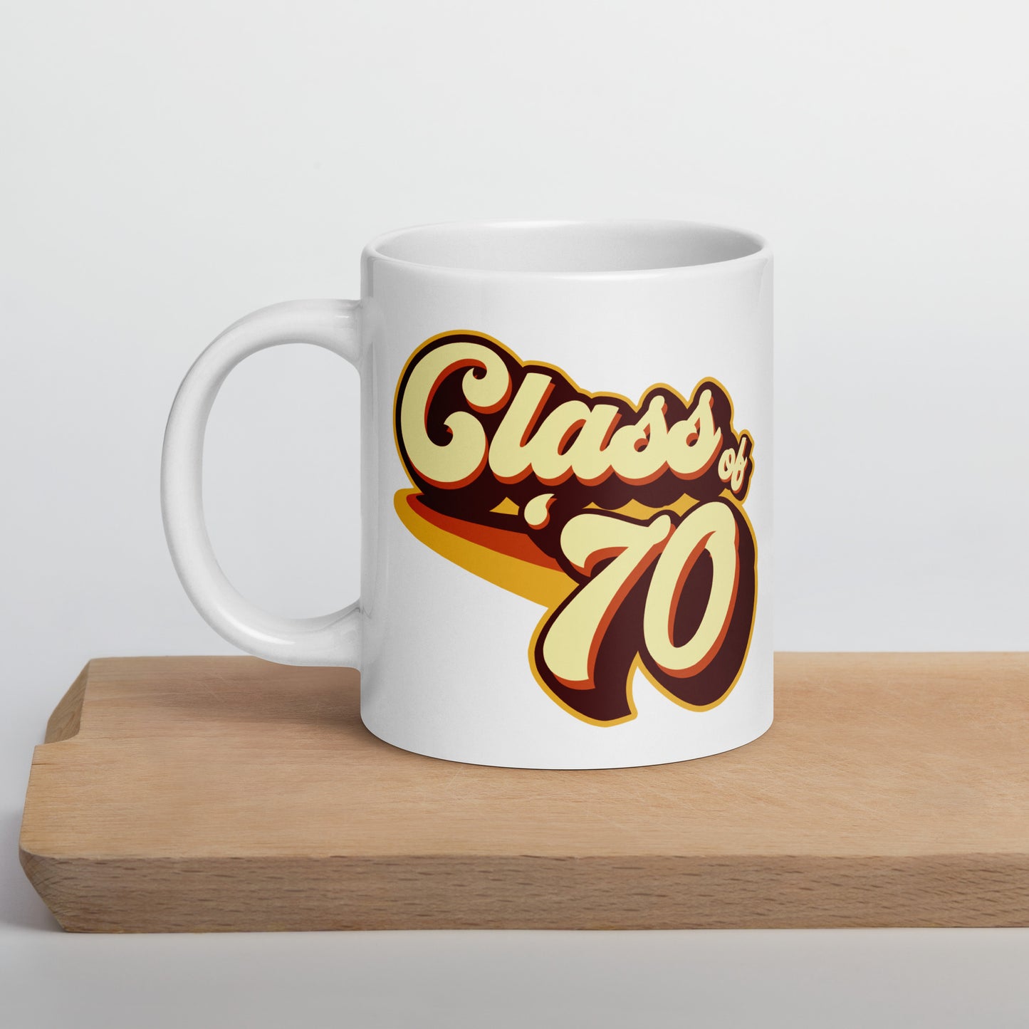 Class of 70 Graduation Reunion Retro 1970 White glossy mug