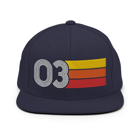 03 - Number Three Retro Tri-Line Snapback Hat - Styleuniversal