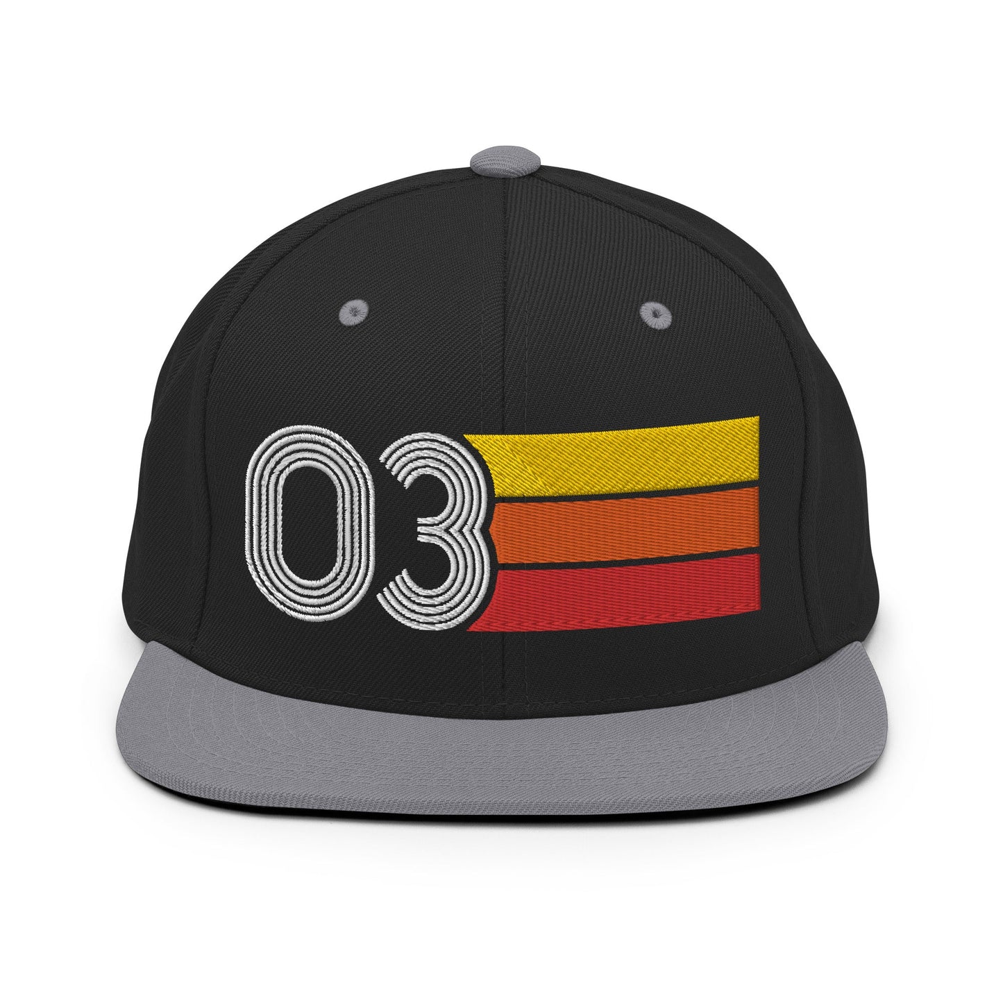 03 - Number Three Retro Tri-Line Snapback Hat - Styleuniversal