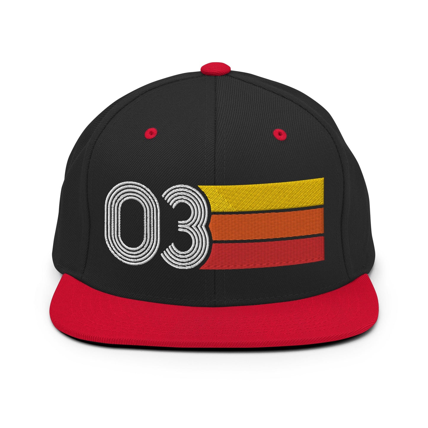 03 - Number Three Retro Tri-Line Snapback Hat - Styleuniversal