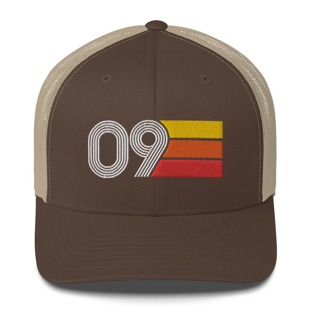 09 2009 Number 9 Retro Trucker Hat Birthday Gift Cap Decoration Party Idea for Women Men - Styleuniversal