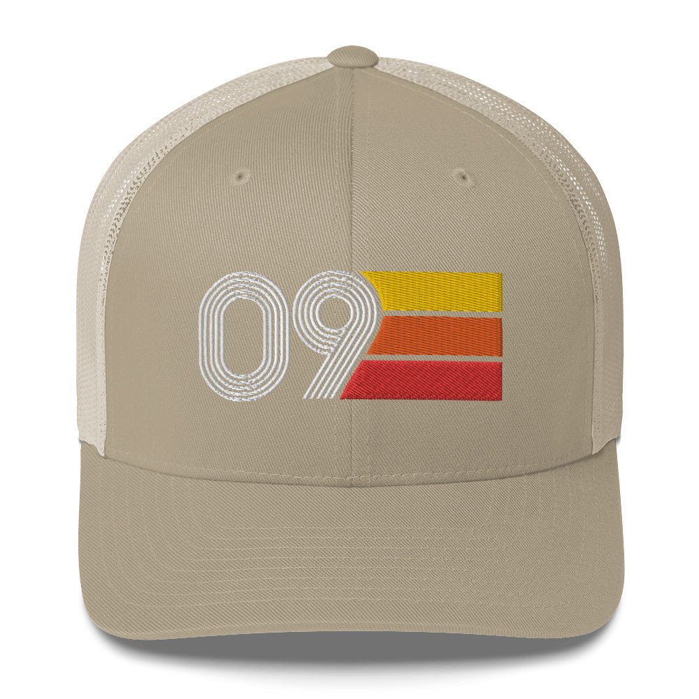 09 2009 Number 9 Retro Trucker Hat Birthday Gift Cap Decoration Party Idea for Women Men - Styleuniversal