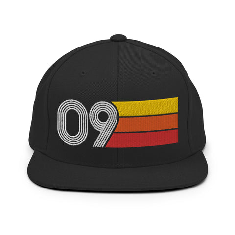 09 - Number Nine Retro Tri-Line Snapback Hat - Styleuniversal