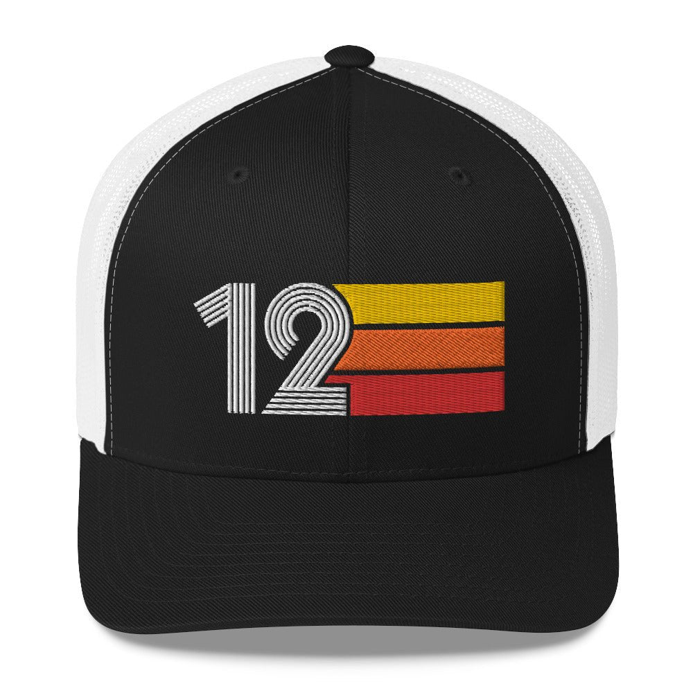 12 NUMBER TWELVE 2012 RETRO BIRTHDAY GIFT MENS WOMENS TRUCKER HAT - Styleuniversal