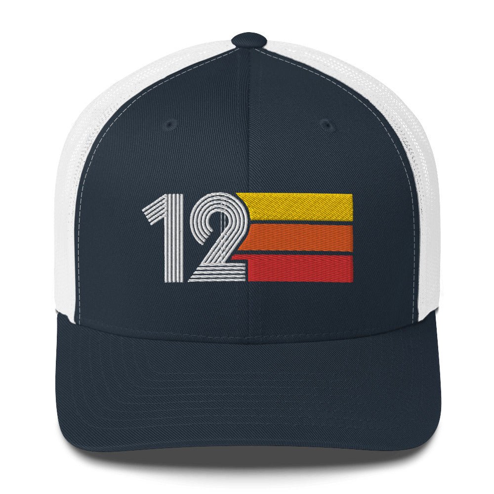 12 NUMBER TWELVE 2012 RETRO BIRTHDAY GIFT MENS WOMENS TRUCKER HAT - Styleuniversal
