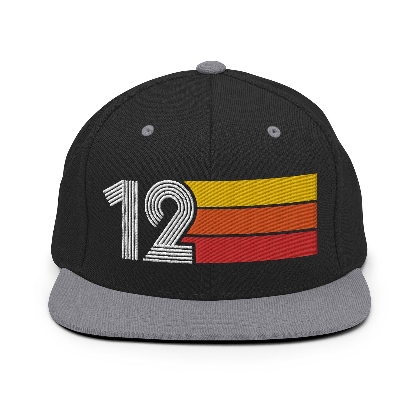 12 - Number Twelve Retro Tri-Line Snapback Hat - Styleuniversal