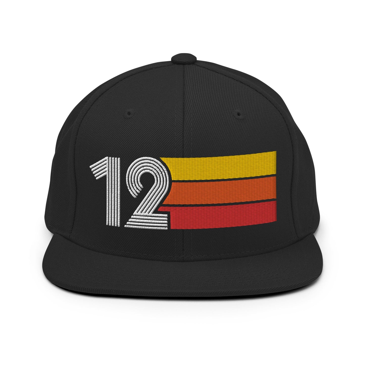 12 - Number Twelve Retro Tri-Line Snapback Hat - Styleuniversal