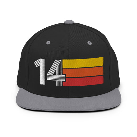 14 - Number Fourteen Retro Tri-Line Snapback Hat - Styleuniversal