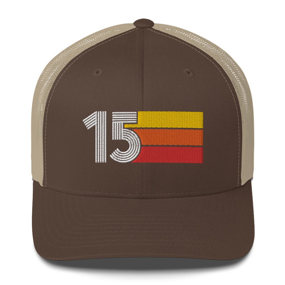 15 NUMBER FIFTEEN 2015 RETRO BIRTHDAY GIFT MENS WOMENS TRUCKER HAT - Styleuniversal