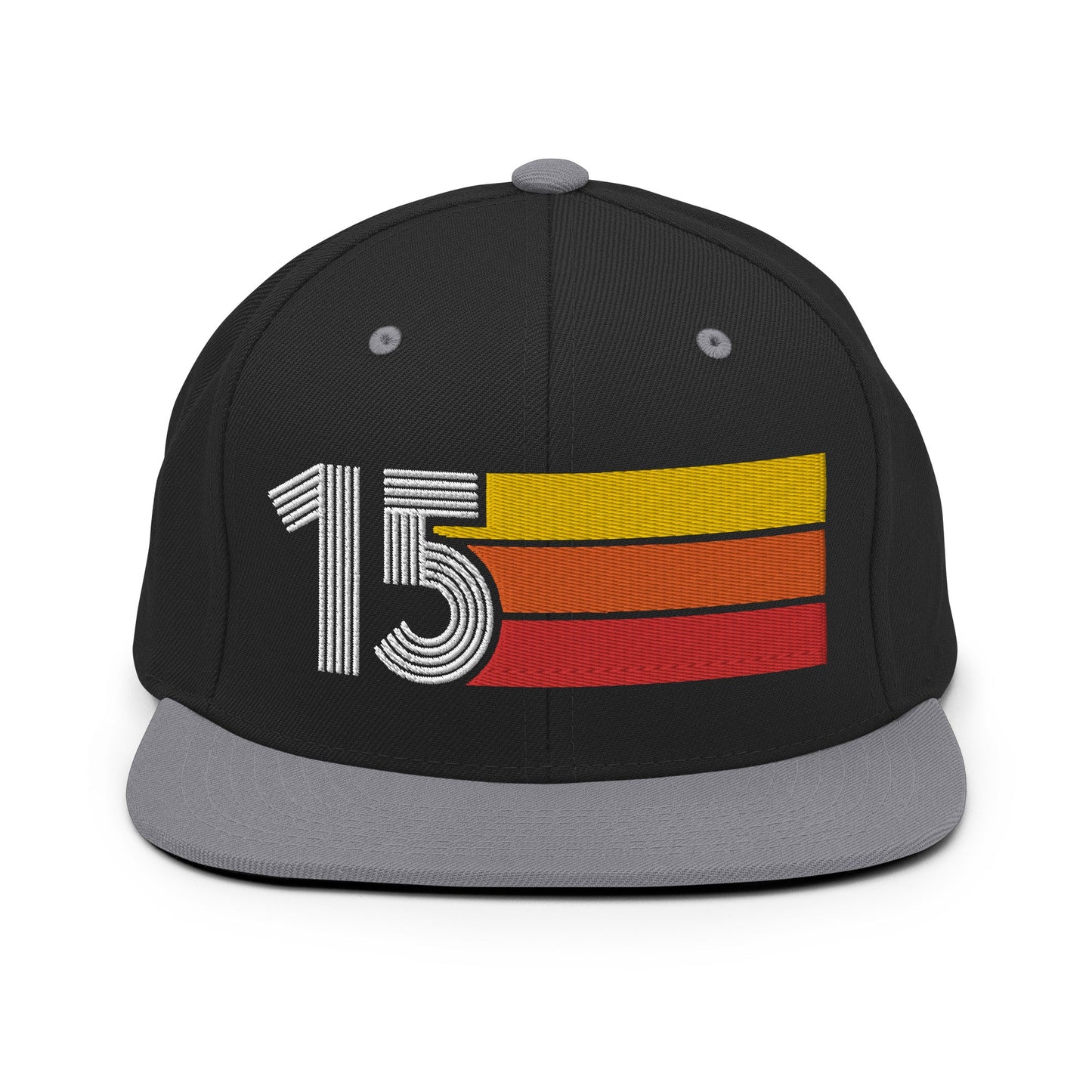 15 - Number Fifteen Retro Tri-Line Snapback Hat - Styleuniversal