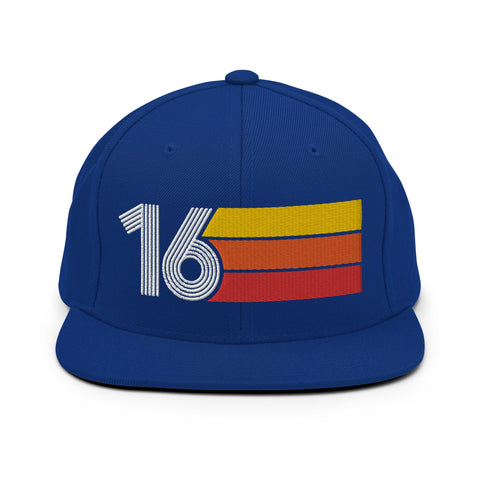 16 - Number Sixteen Retro Tri-Line Snapback Hat - Styleuniversal