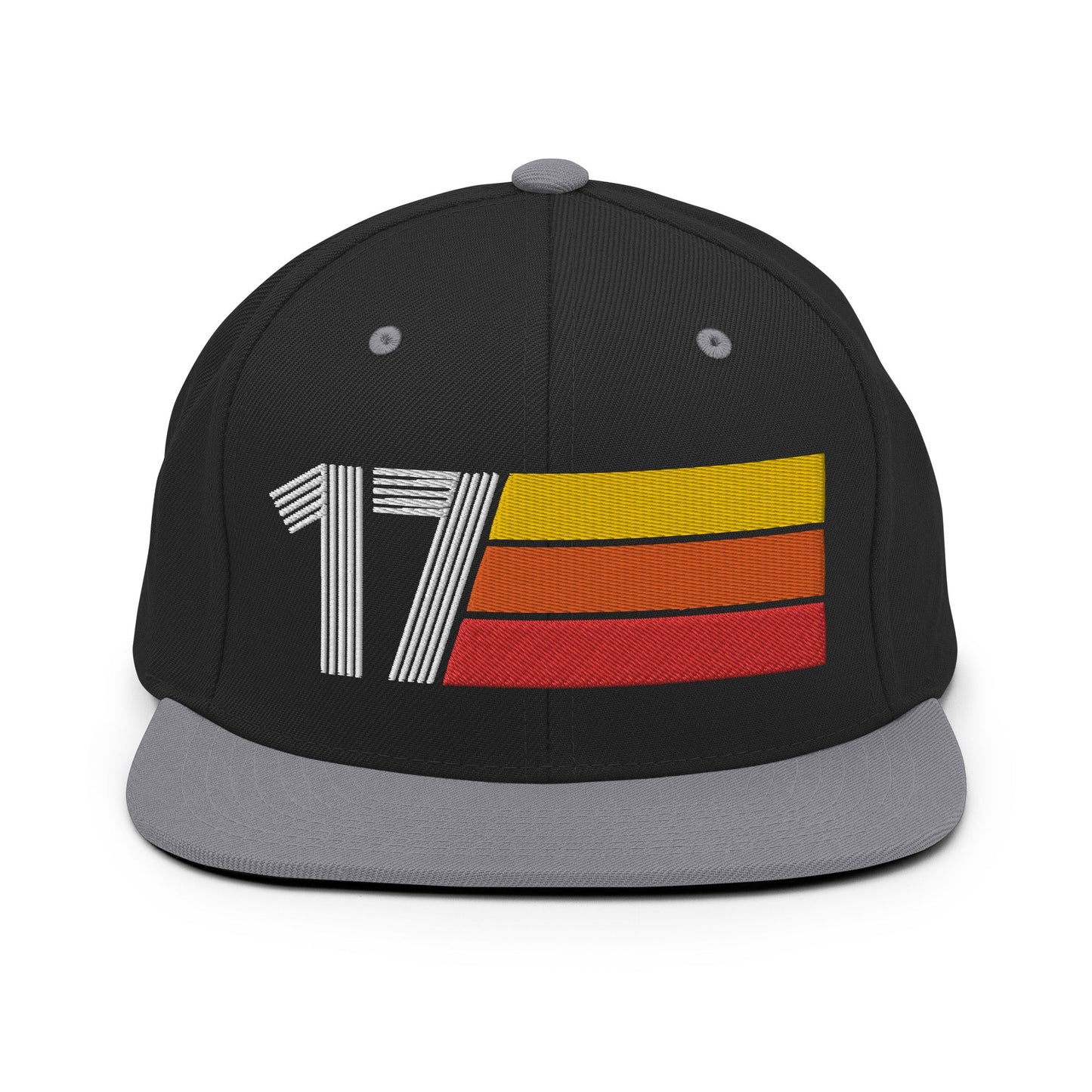 17 - Number Seventeen Retro Tri-Line Snapback Hat - Styleuniversal