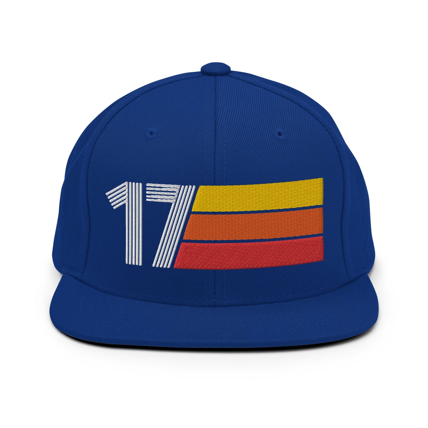 17 - Number Seventeen Retro Tri-Line Snapback Hat - Styleuniversal