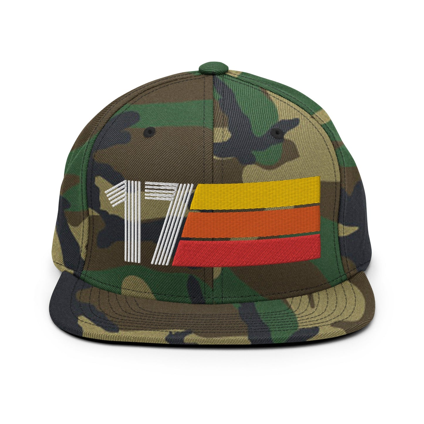 17 - Number Seventeen Retro Tri-Line Snapback Hat - Styleuniversal