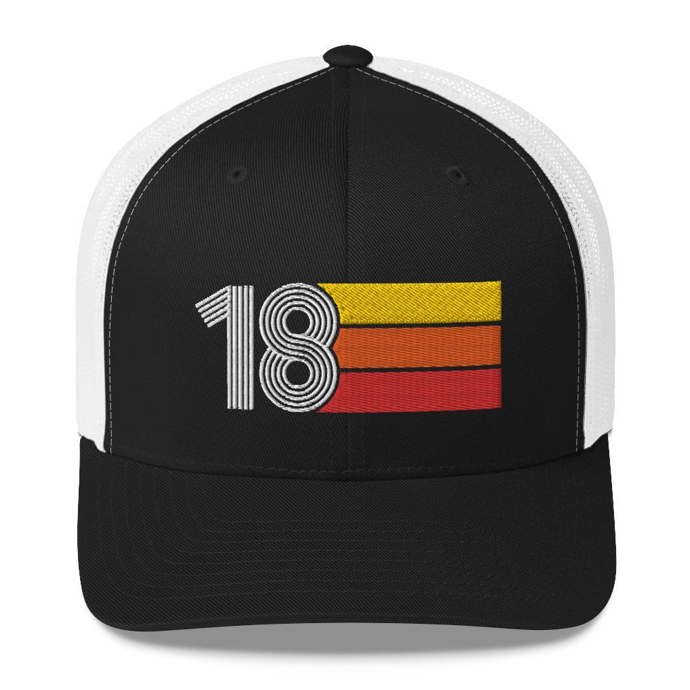 2018 RETRO BIRTHDAY GIFT NUMBER 18 MENS WOMENS TRUCKER HAT - Styleuniversal