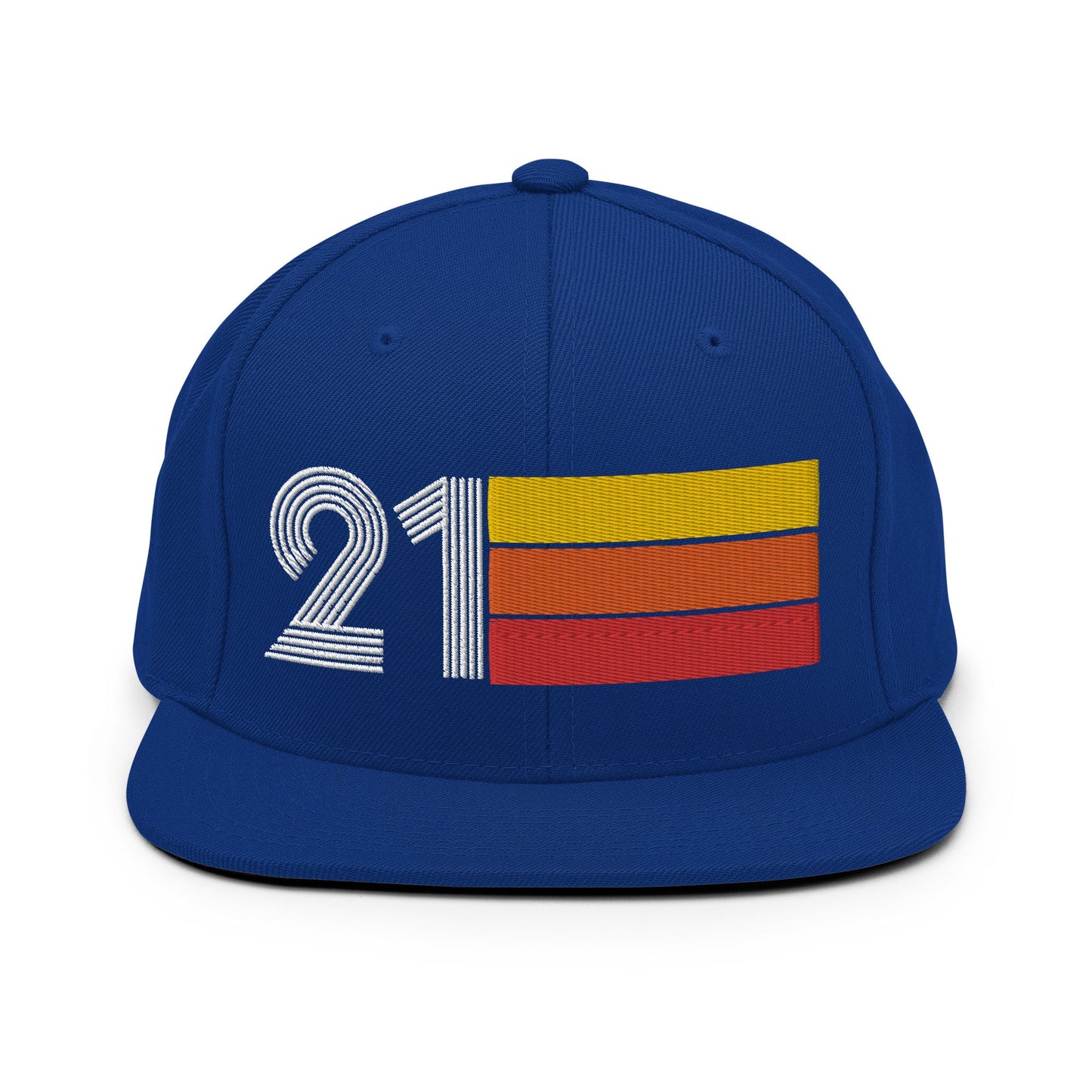 21 - Number Twenty One - Retro Tri-Line Snapback Hat - Styleuniversal