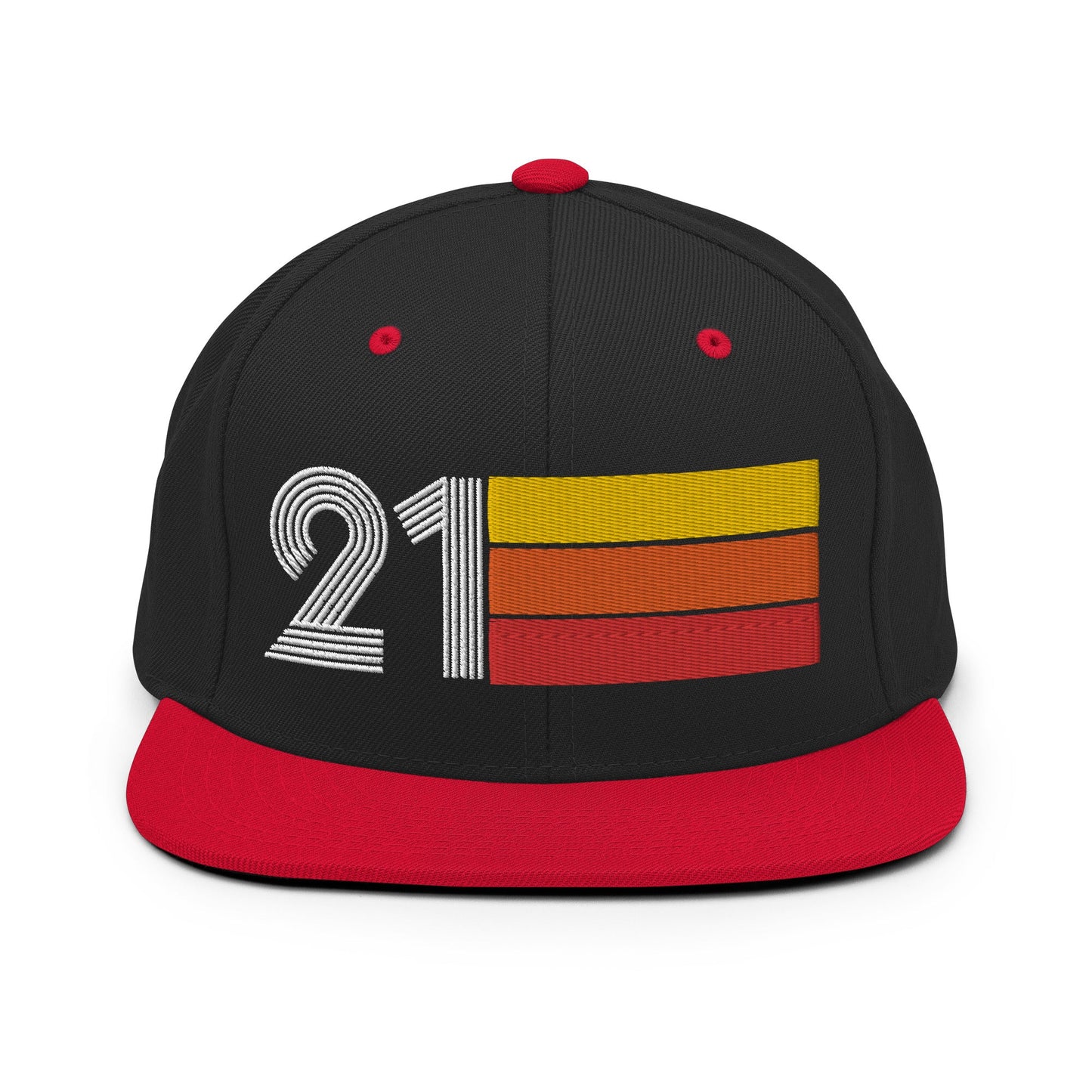 21 - Number Twenty One - Retro Tri-Line Snapback Hat - Styleuniversal