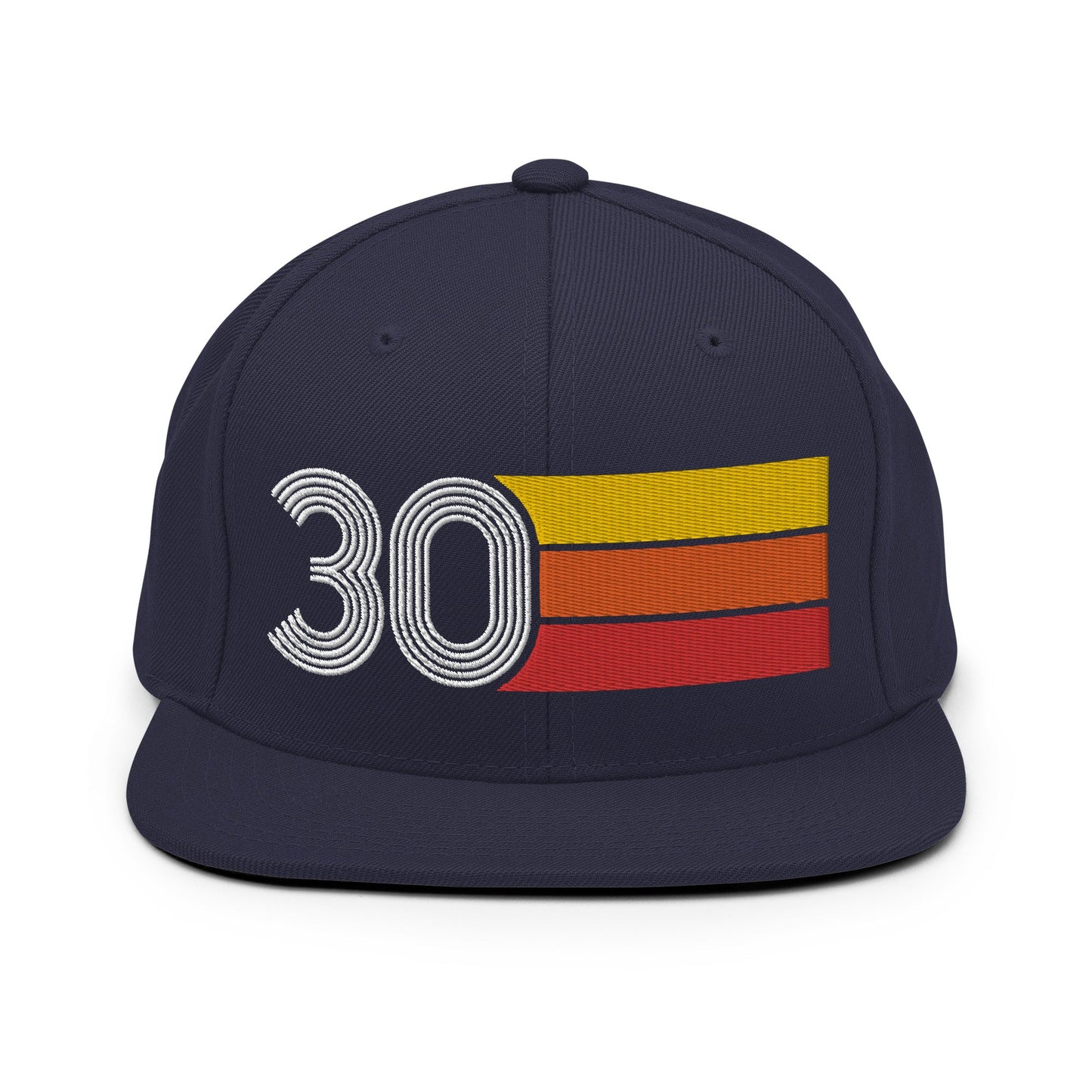 30 - Number Thirty 30th Birthday Gift Idea Flat Bill Snapback Hat for Men and Women - Styleuniversal