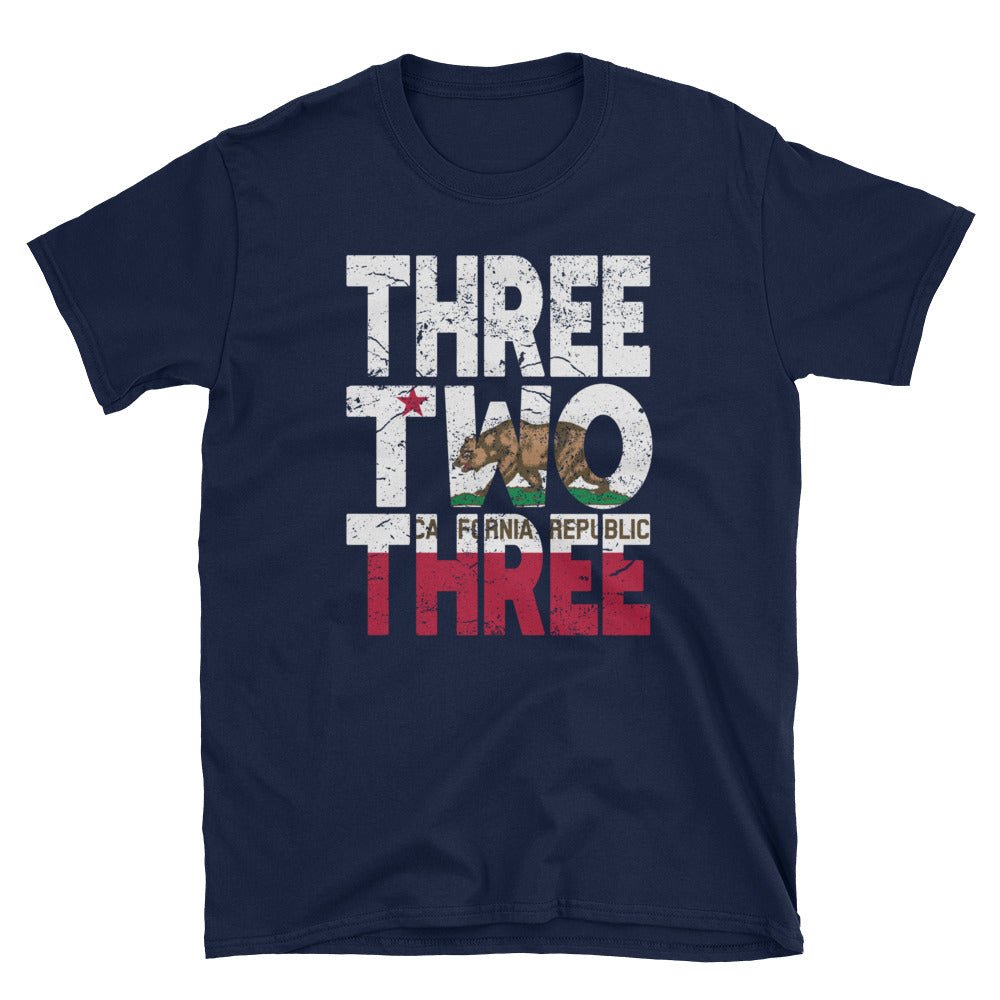 323 Area Code California Republic Flag Short-Sleeve Unisex T-Shirt - Styleuniversal