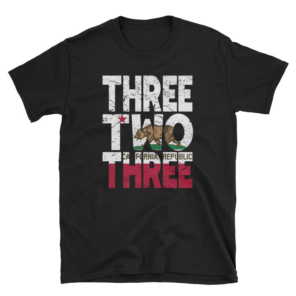 323 Area Code California Republic Flag Short-Sleeve Unisex T-Shirt - Styleuniversal