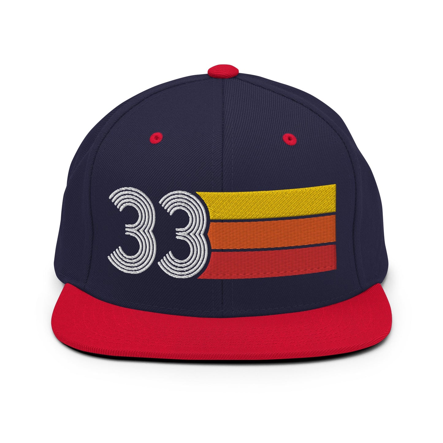33 - Number Thirty Three Retro Tri Line Snapback Hat - Styleuniversal
