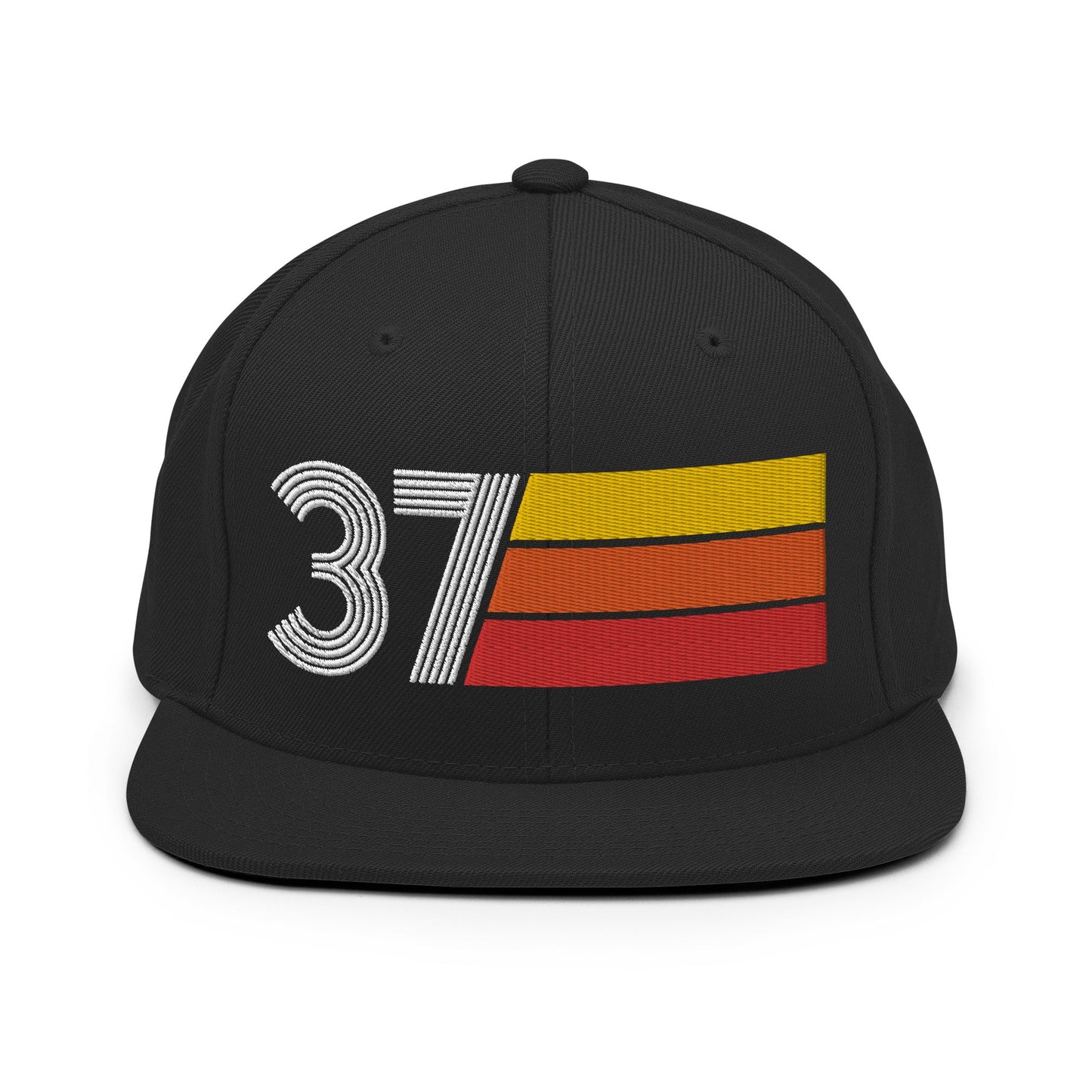 37 - Number Thirty Seven Retro Tri Line Snapback Hat - Styleuniversal