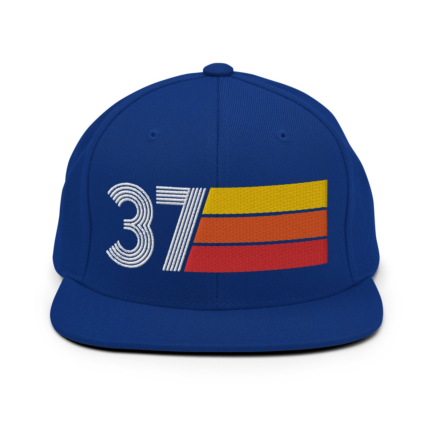 37 - Number Thirty Seven Retro Tri Line Snapback Hat - Styleuniversal